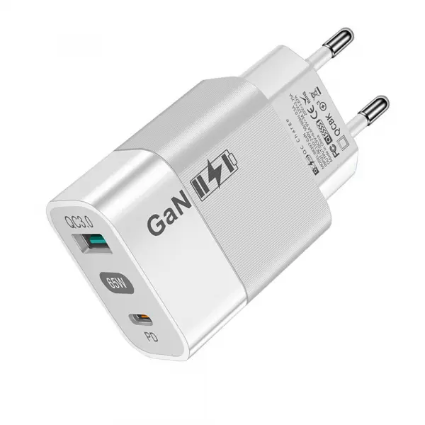 Incarcator Retea Techsuit CHPD131, 33W, 6.6A, 1 x USB-A - 1 x USB-C, Alb