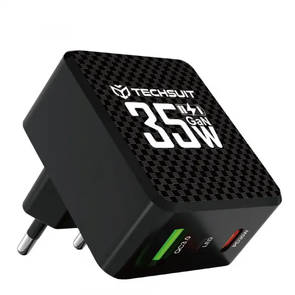 Incarcator Retea Techsuit CHPD173 Tiny, 35W, 3A, 1 x USB-A - 1 x USB-C, Negru