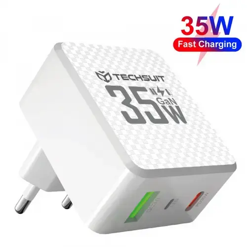 Incarcator Retea Techsuit CHPD173 Tiny, 35W, 3A, 1 x USB-A - 1 x USB-C (Alb)