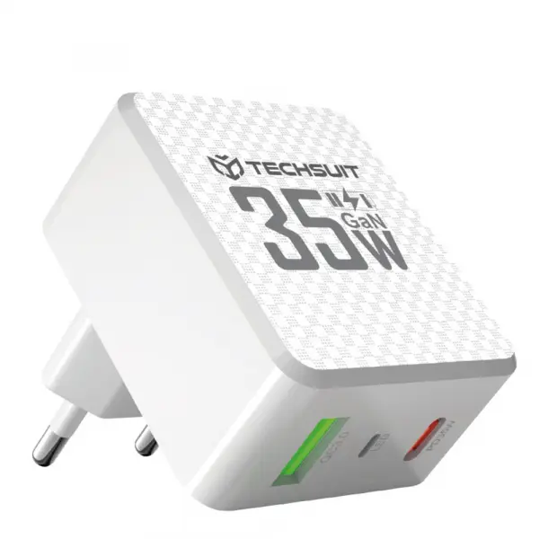 Incarcator Retea Techsuit CHPD173 Tiny, 35W, 3A, 1 x USB-A - 1 x USB-C, Alb