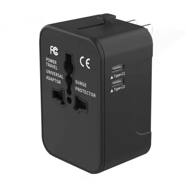 Incarcator Retea Techsuit HHT202-2C Travel, 15W, 3A, 2 x USB-C, Negru