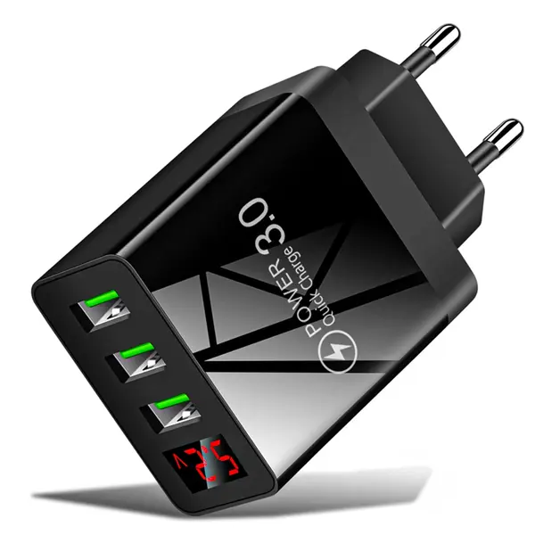 Incarcator Retea Timebox, 3 Porturi, 15W, 3 x USB, LED Voltaj, Negru - Default Title