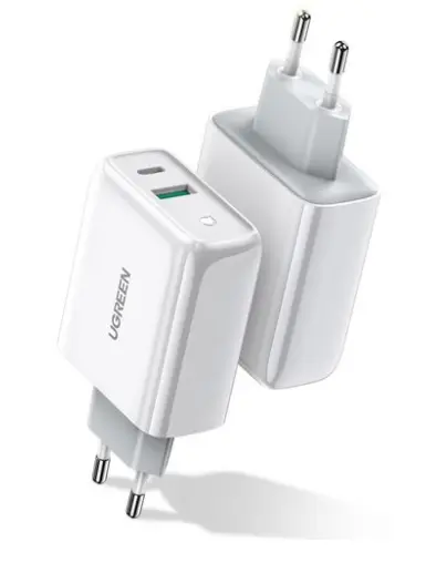 INCARCATOR retea Ugreen, "CD170" Quick Charge 36W, USB x 1, USB Type-C x 1, 5V/3.4A max, alb "60468"