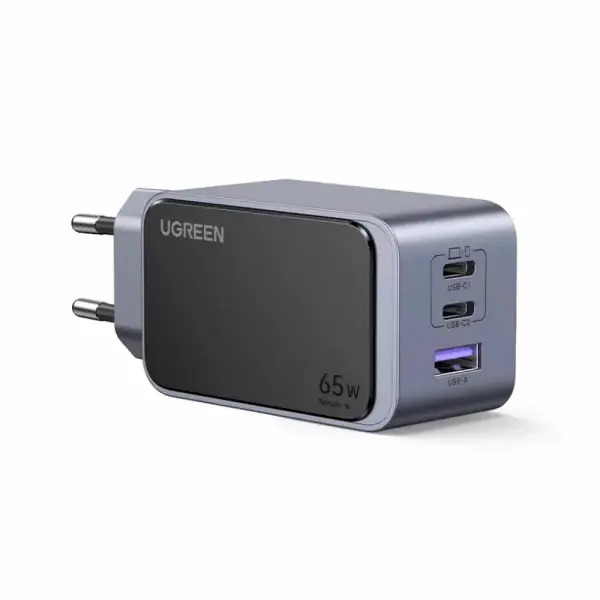 Incarcator Retea UGREEN X553 Nexode Air S, 65W, 3A, 1 x USB-A - 2 x USB-C, Gri