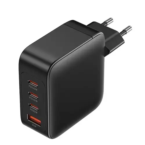 Incarcator retea Vention FEIB0-EU, 3 x USB-C, 1 x USB-A, GaN Charging Kit, 140W/140W/30W/18W, Negru