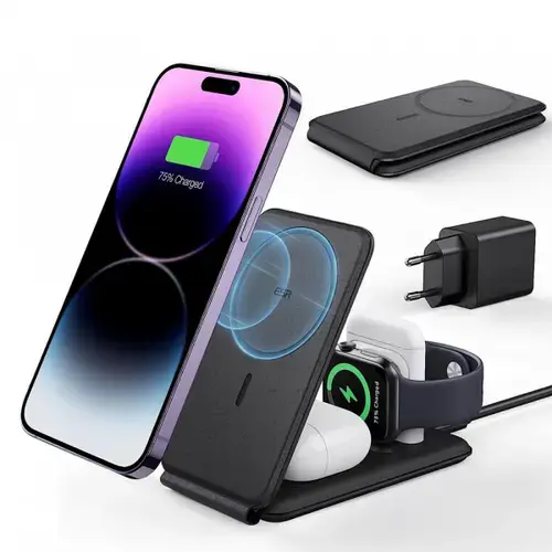 Incarcator Retea Wireless ESR Travel 3in1, 15W, 1.67A (Negru)