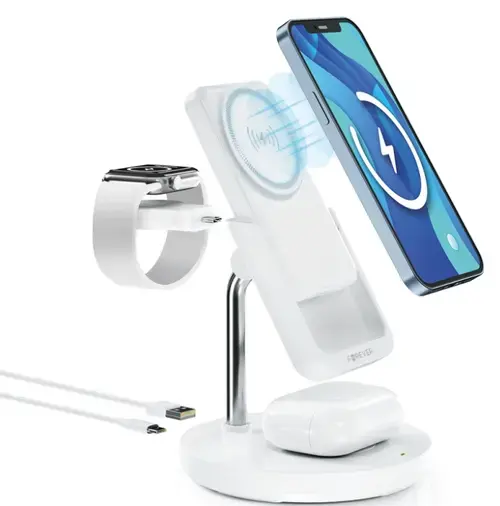 Incarcator Retea Wireless Forever MACS-100 5in1, 20W, 3A, 1 x USB-A, Alb