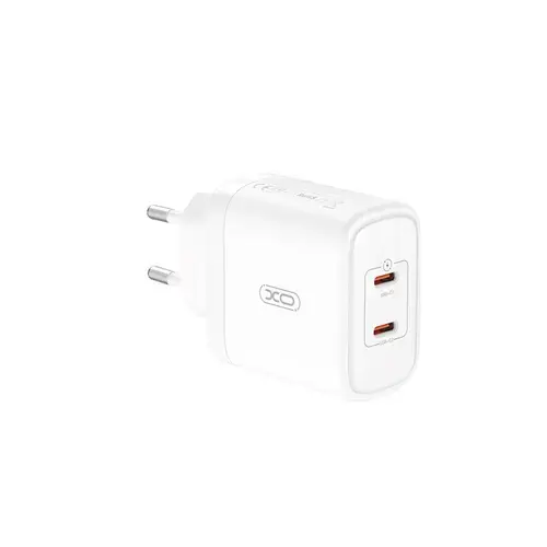 Incarcator Retea XO Design CE08, 50W, 3A, 2 x USB-C, Alb