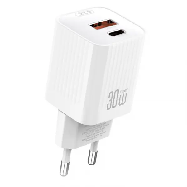 Incarcator Retea XO Design L149, 30W, 3A, 1 x USB-A - 1 x USB-C, Alb