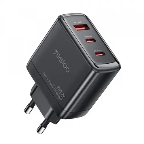 Incarcator Retea Yesido YC144, 65W, 3.25A, 1 x USB-A - 2 x USB-C (Negru)