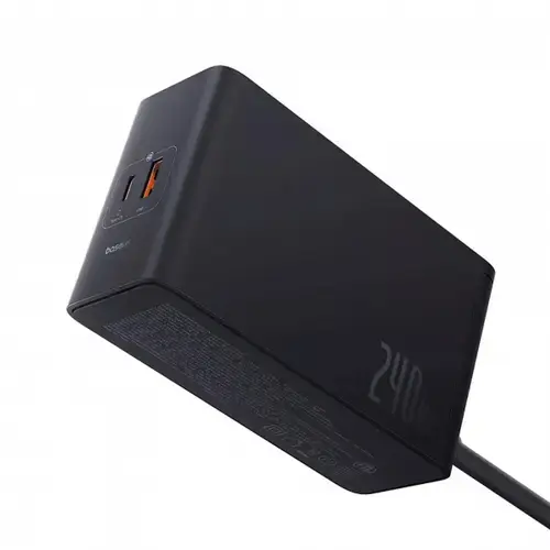 Incarcator Statie Baseus 5in1, P10163901113-00, 240W, 5A, 1 x USB-A - 3 x USB-C - 1 x DC, Negru