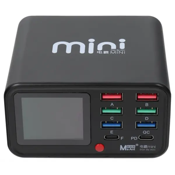 Incarcator Statie MaAnt Dianba Mini, 75W, 2 x USB-C - 6 x USB-A, Negru