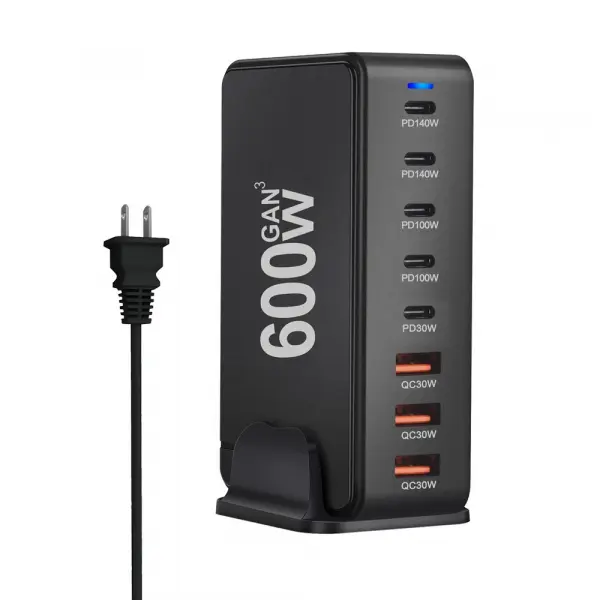Incarcator Statie OEM, 600W, 4 x USB-A - 4 x USB-C, Negru