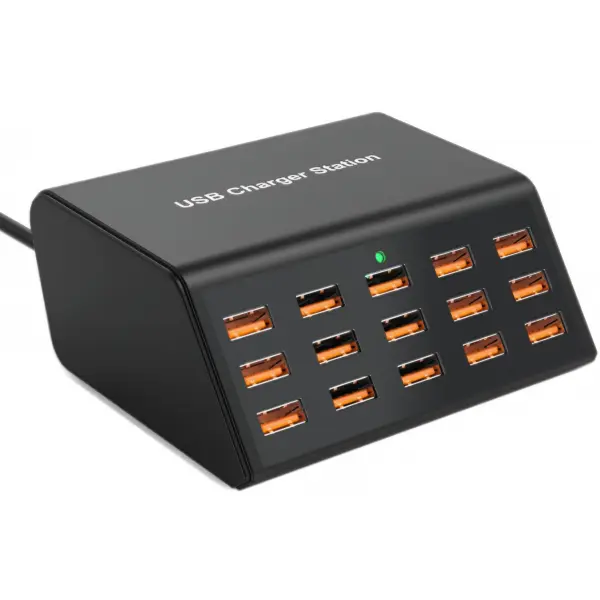 Incarcator Statie OEM HW15, 100W, 2A, 15 x USB-A, Negru