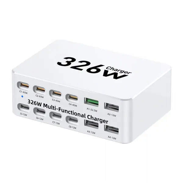 Incarcator Statie OEM WLX-818E, 326W, 3.25A, 4 x USB-A - 8 x USB-C, Alb