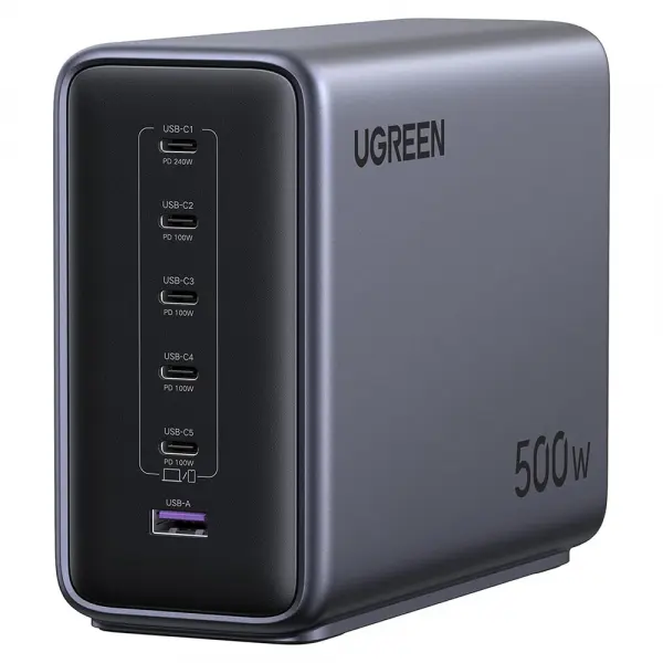 Incarcator Statie UGREEN Nexode X759 (55550B), 500W, 5A, 1 x USB-A - 5 x USB-C, Gri