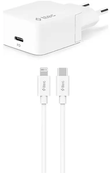 Încărcător ttec - SmartCharger PD, USB-C, 20W, cablu Lightning, alb