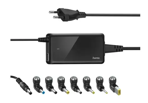 Incarcator universal pentru notebook HAMA Slim and Light 200000, 19 V, 65 W, 8 mufe (Negru)