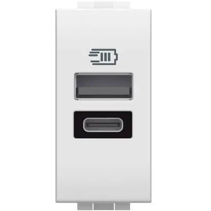 Incarcator USB 5 Vdc tip A+C, 15W, 110-230V 50-60 Hz Bticino Living Light N4191AC