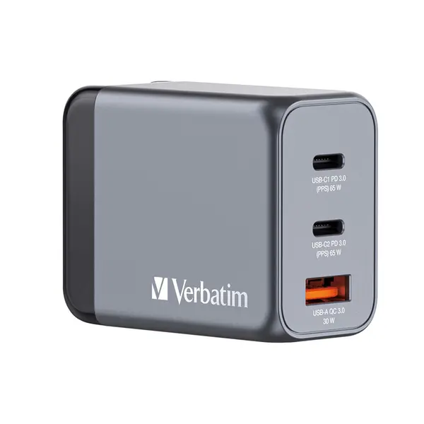 Incarcator Verbatim GNC65 EU/UK/US, 65W, Gri