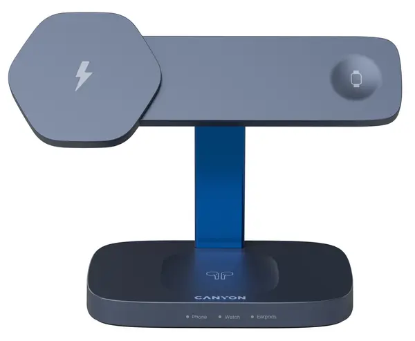 Încărcător wireless Canyon - Hexagon WCS-310 3-в-1, Dark Grey/Blue