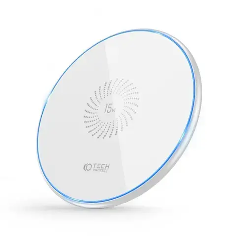 Incarcator Wireless Tech-Protect C1, 15W, Qi, Cablu USB-C 1m inclus (Alb)