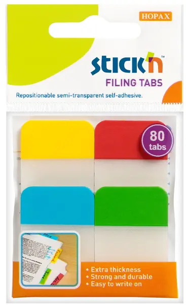 Indecsi adezivi Stick'n - 38 x 25 mm, 4 culori, 80 buc.