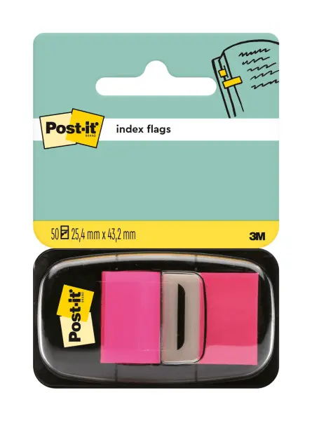 Index Clasic Post-it ® 25.4 mm x 43.2 mm 50 file in dispenser Index Post-It 3M plastic roz