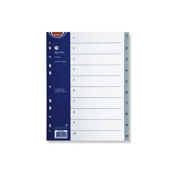 Index Noki A4 plastic numerotat 1-10 gri Index Noki A4 plastic numerotat 1-10 gri