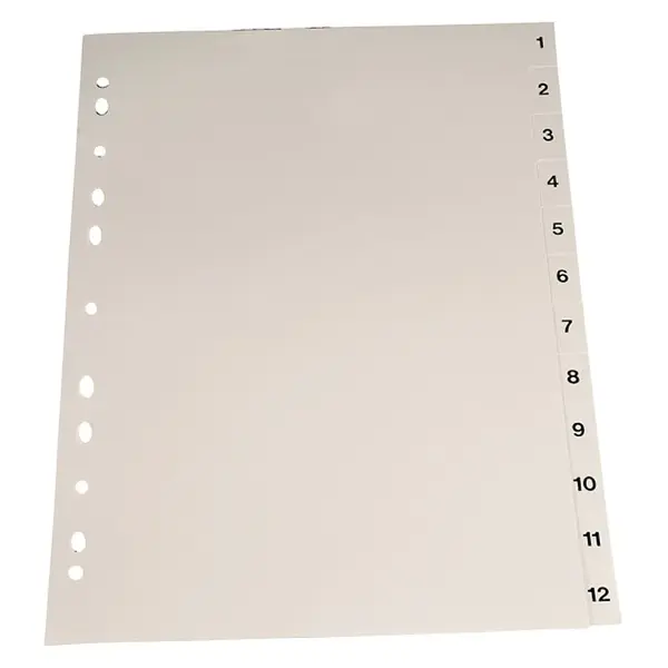Index Noki A4 plastic numerotat 1-12 gri Index Noki A4 plastic numerotat 1-12 gri