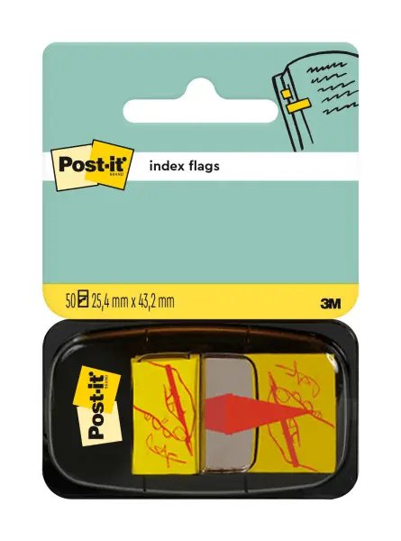 Index `Semneaza aici` Post-it ® 25,4 mm x 43.2 mm 50 file in dispenser Index Post-It 3M plastic `Semneaza aici`