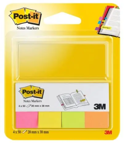Indici autoadezivi Post-it 670-4 - Mix neon, 2 х 3.8 cm