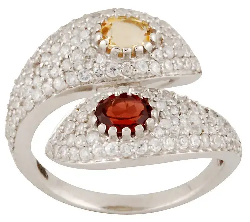 Inel argint citrin, granat, zirconiu | TRIO