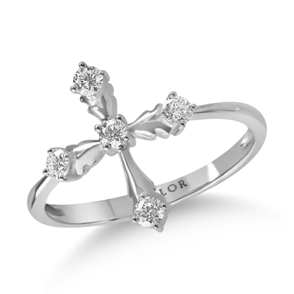 Inel cruce din aur alb cu diamante de 1.14ct