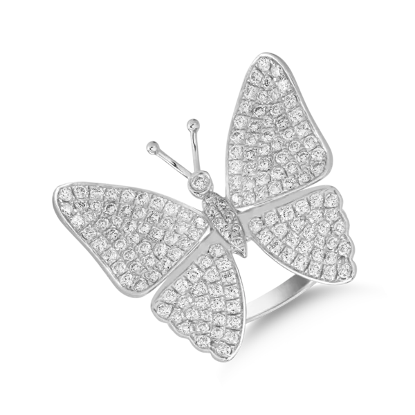 Inel cu fluture din aur alb cu diamante de 1.4ct