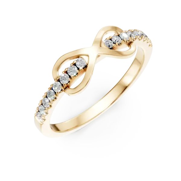 Inel cu infinit din aur galben cu diamante de 0.1ct
