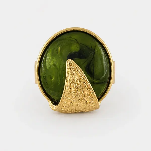 Inel dama statement auriu reglabil cu design contemporan Olive Stone