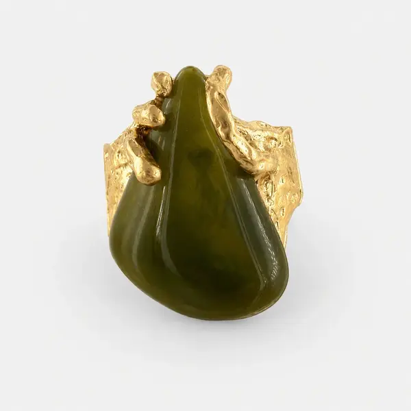 Inel dama statement auriu reglabil cu design sculptural Olive