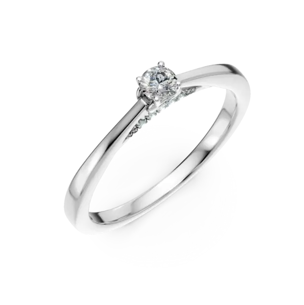 Inel de logodna din aur alb cu diamant de 0.07ct si diamante de 0.1ct