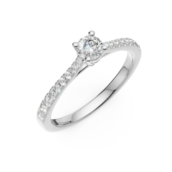 Inel de logodna din aur alb cu diamant de 0.16ct si diamante de 0.17ct