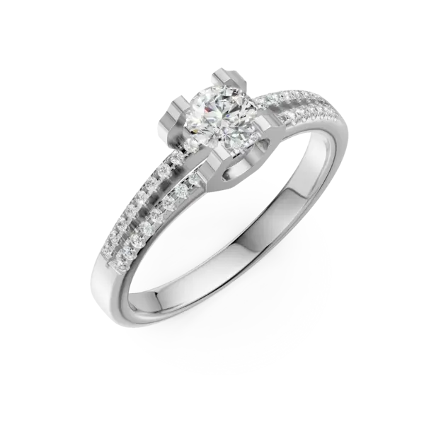 Inel de logodna din aur alb cu diamant de 0.19ct si diamante de 0.15ct