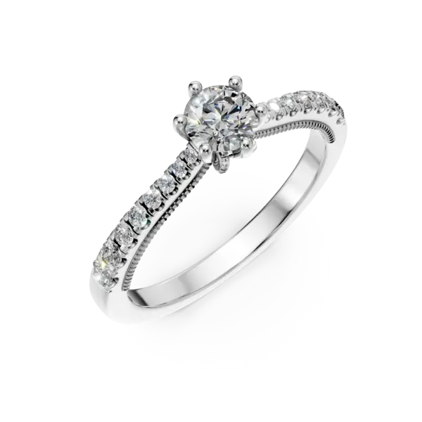 Inel de logodna din aur alb cu diamant de 0.24ct si diamante de 0.18ct