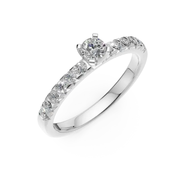 Inel de logodna din aur alb cu diamant de 0.25ct si diamante de 0.25ct