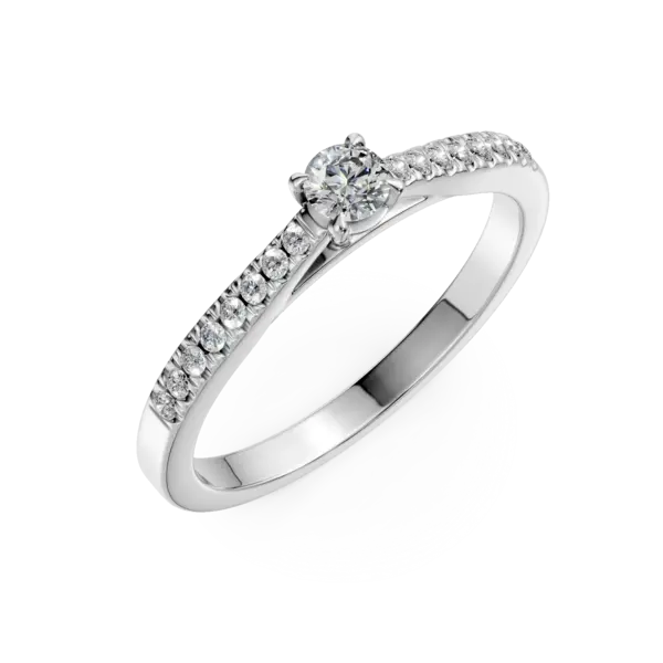 Inel de logodna din aur alb cu diamant de 0.2ct si diamante de 0.18ct