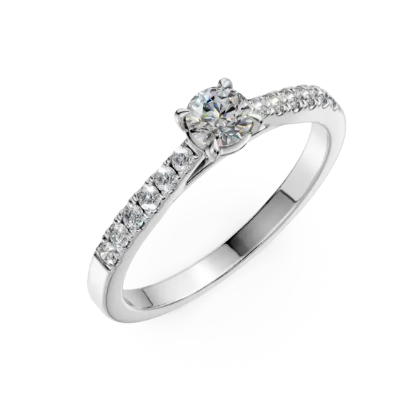 Inel de logodna din aur alb cu diamant de 0.2ct si diamante de 0.1ct
