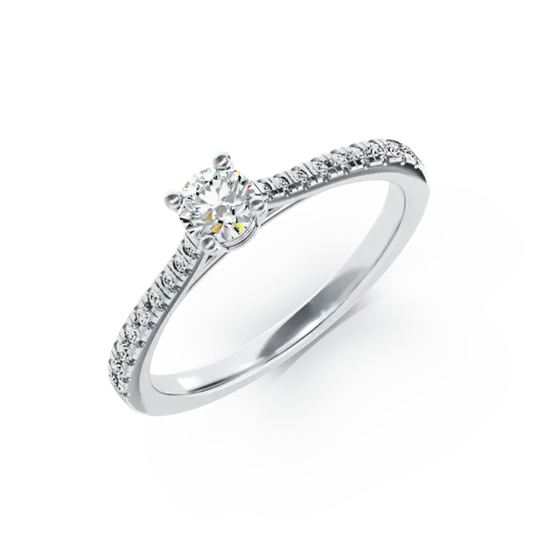 Inel de logodna din aur alb cu diamant de 0.2ct si diamante de 0.16ct