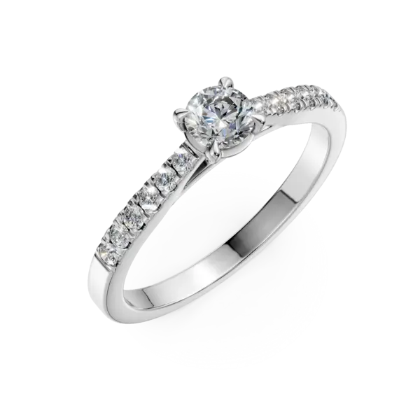 Inel de logodna din aur alb cu diamant de 0.3ct si diamante de 0.1ct