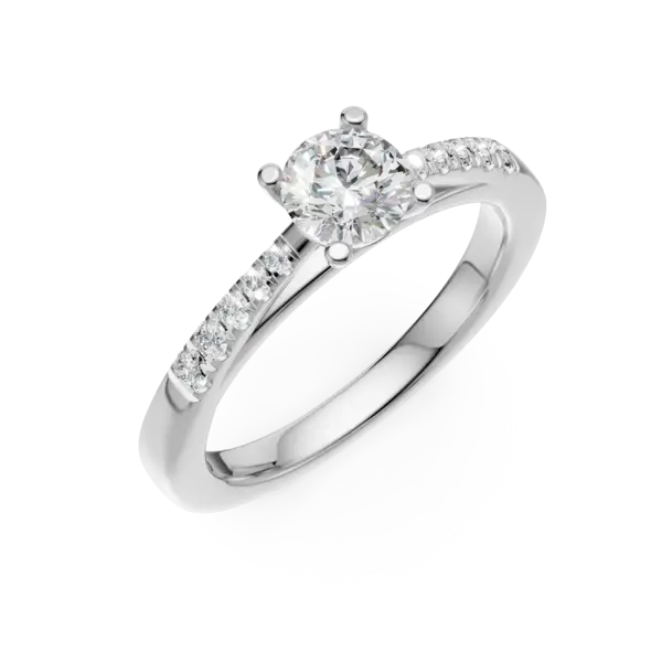 Inel de logodna din aur alb cu diamant de 0.4ct si diamante de 0.15ct