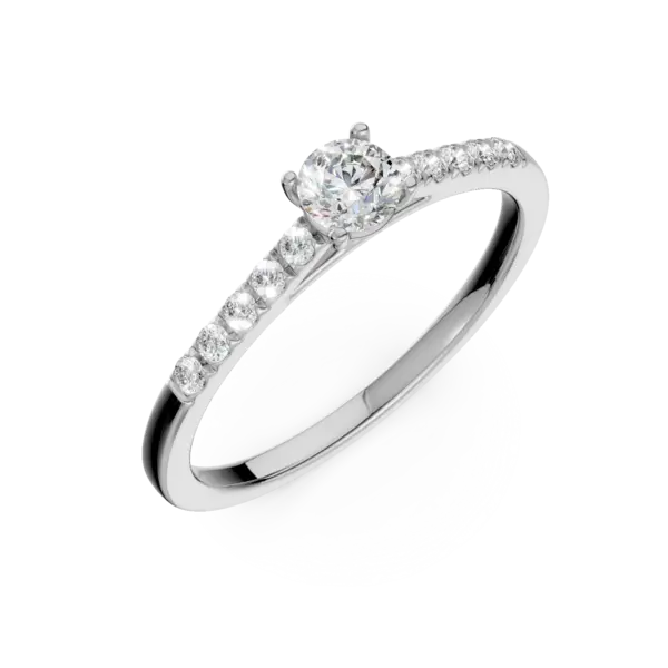 Inel de logodna din aur alb cu diamant de 0.5ct si diamante de 0.14ct