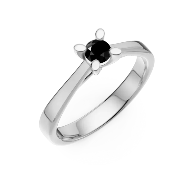 Inel de logodna din aur alb cu diamant negru de 0.2ct